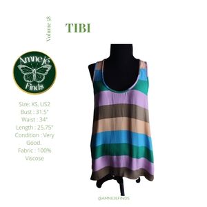 Tibi Striped Scoop Neck Top XS